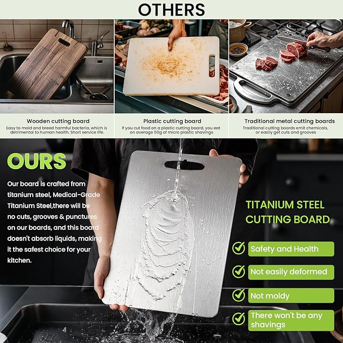3Pack Titanium Cutting Board, 2025 New Upgrade 100% Pure Titanium Cutting Boards - Image 2