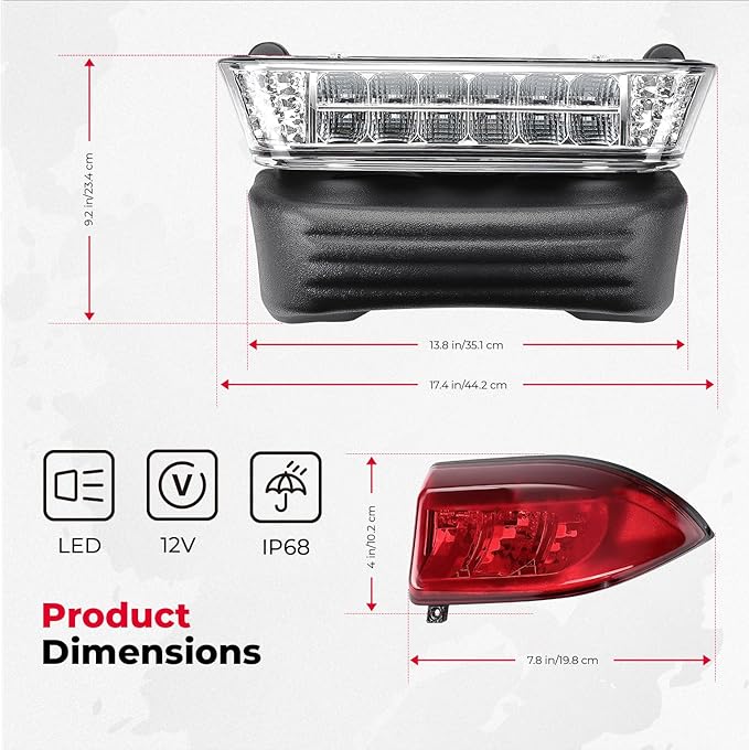 KEMIMOTO Deluxe Precedent Light Kit Compatible with Club Car Precedent 2004-Up, Upgrade 12V Street Legal LED Headlights, Taillights with Turn Signals Hazard Light Switch, Horn, Brake
