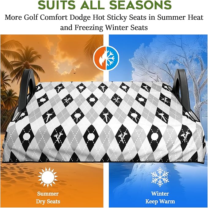 Golf Cart Seat Covers Club Car Golf Cart Accessories for Men Women Golf Carts Seat Towel Blanket 2-Seat Golf Cart Decorations