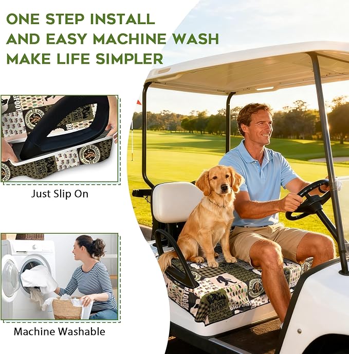 Golf Cart Seat Covers Club Car Golf Cart Accessories for Men Women Golf Carts Seat Towel Blanket 2-Seat Golf Cart Decorations