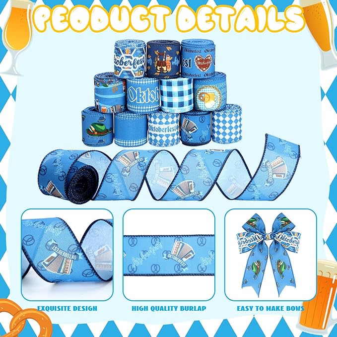 12 Rolls Oktoberfest Wired Edge Ribbon - Image 4