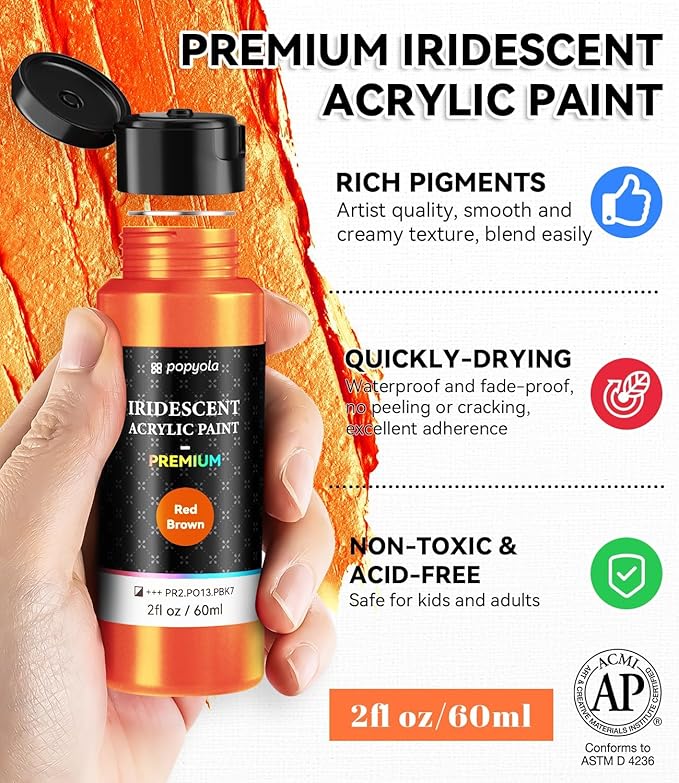 64 PCS Iridescent Acrylic Paint Set - Image 7