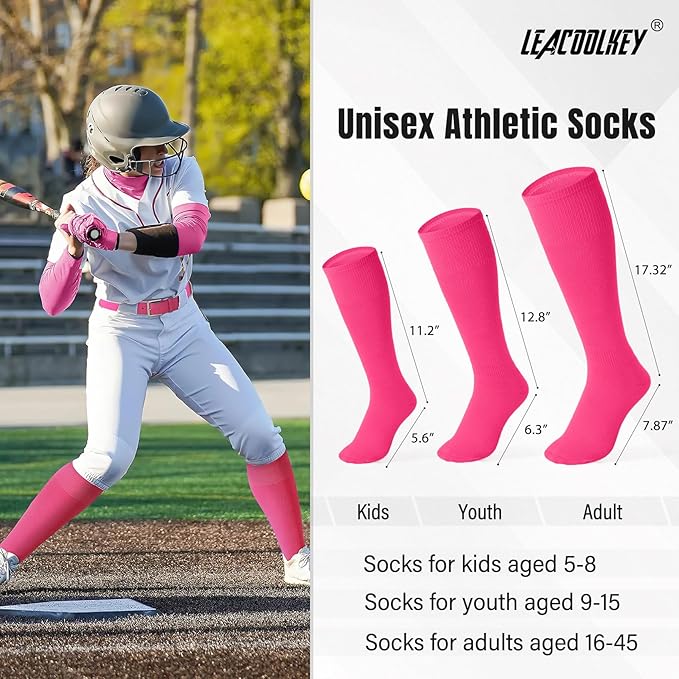 LEACOOLKEY Baseball Belt and Socks Combo Set Adjustable Softball Socks and Elastic Belt for Youth and Adult