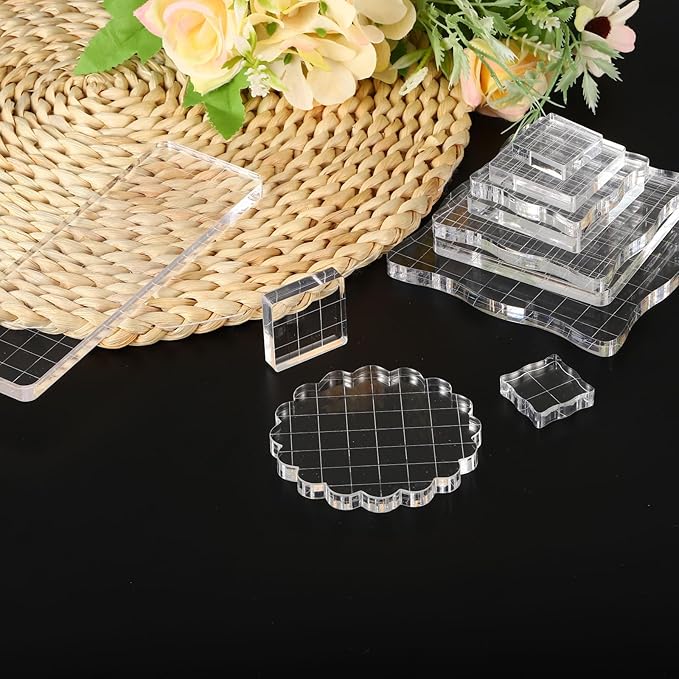 PATIKIL 2" x 2" Acrylic Stamp Block, 2 Pack Clear Stamping Block - Image 7