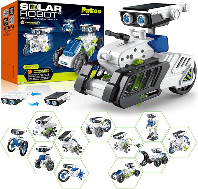 12-in-1 Solar Robot Kit for Kids 8-12, STEM Educational Building Toys by Pakoo