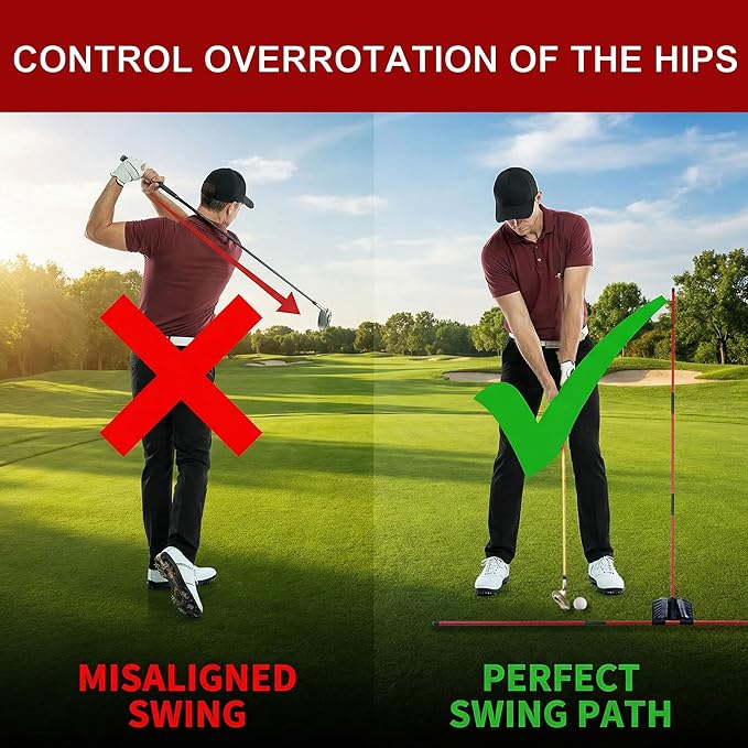 Golf Alignment Stick Holder, Golf Swing Trainer Training Aid, Adjustable Golf Posture Corrector, Portable Golf Swing Correction Equipment for Indoor & Outdoor Practice for Men Women Beginners