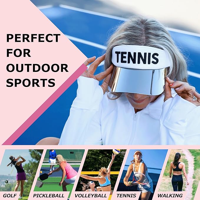 Funky Junque Women's UV 50 Adjustable Sun Visor - Golf Tennis Pickleball - Sports Themes Solid Colors Easter Pastels