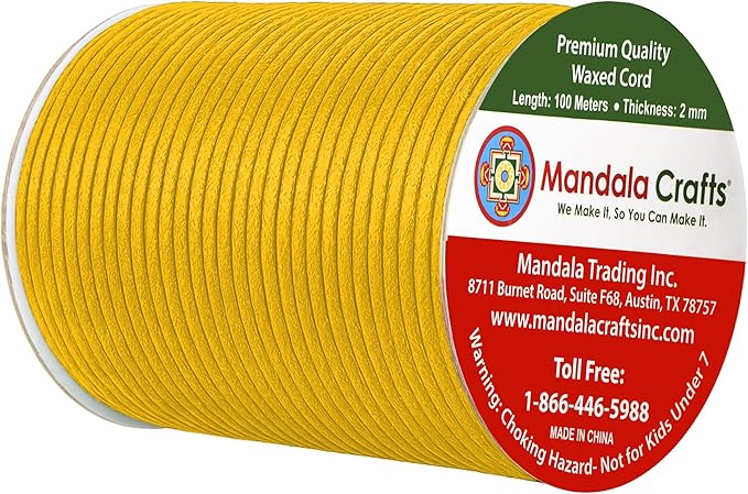 Mandala Crafts 2mm 109 Yards Mustard Yellow Cotton Waxed Cord - Image 2