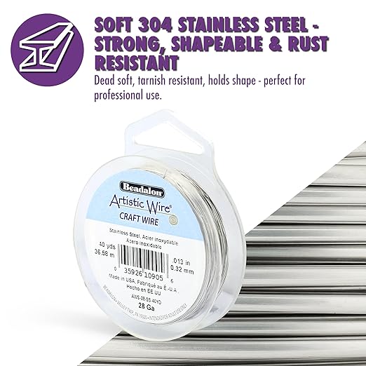 Artistic Wire, 24 Gauge / .51 mm Stainless Steel Craft Wire, Round Twist - Image 2