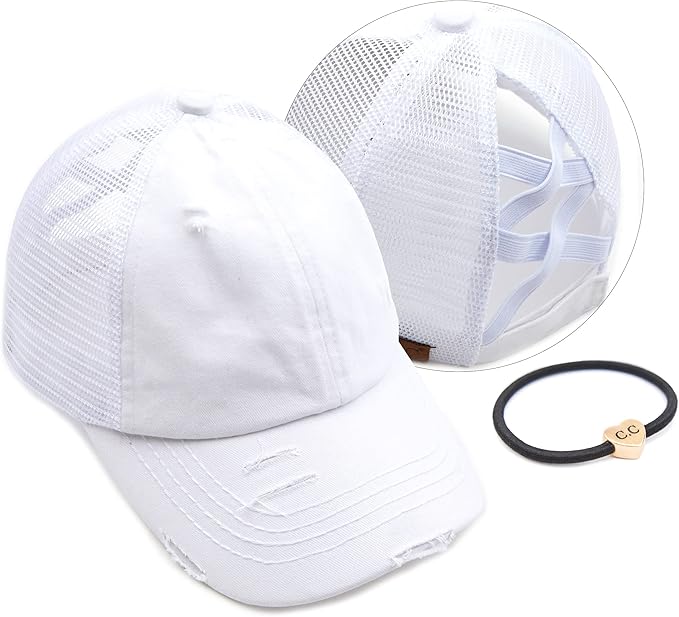 C.C Ponycap Messy High Bun Ponytail Adjustable Glitter Mesh Trucker Baseball Cap