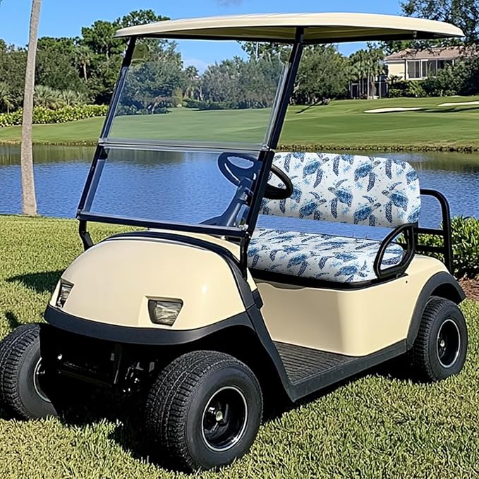 Yewatlles Sea Turtle Pattern Glacier Cart Seat Covers for Club Car,Golf Carts Ordinary Front Seats,Breathable Washable Polyester Cloth Renew Your Golf Cart