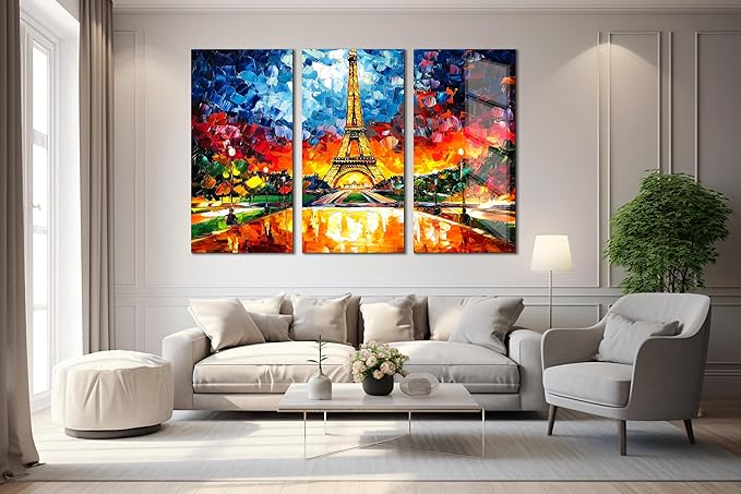 SpiritualHands Paris Eiffel Tower Glass Wall Art Oil Painting - Image 7