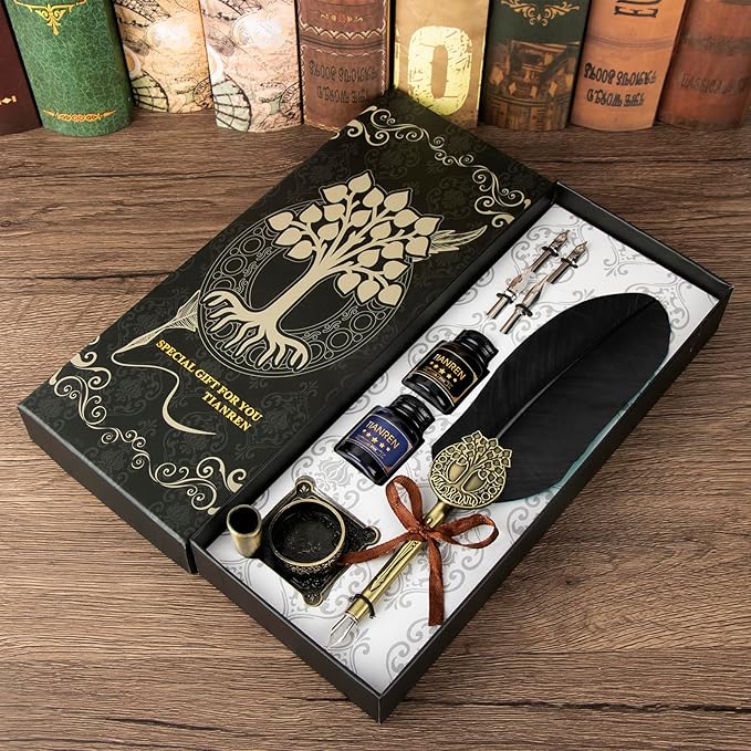 Quill pen ink set, Feather Pen and Ink Set, Antique Calligraphy Pen - Image 5