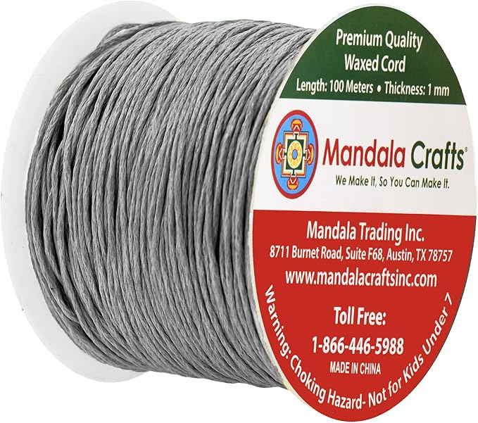 Mandala Crafts 1mm 109 Yards Gray Cotton Waxed Cord - Image 2