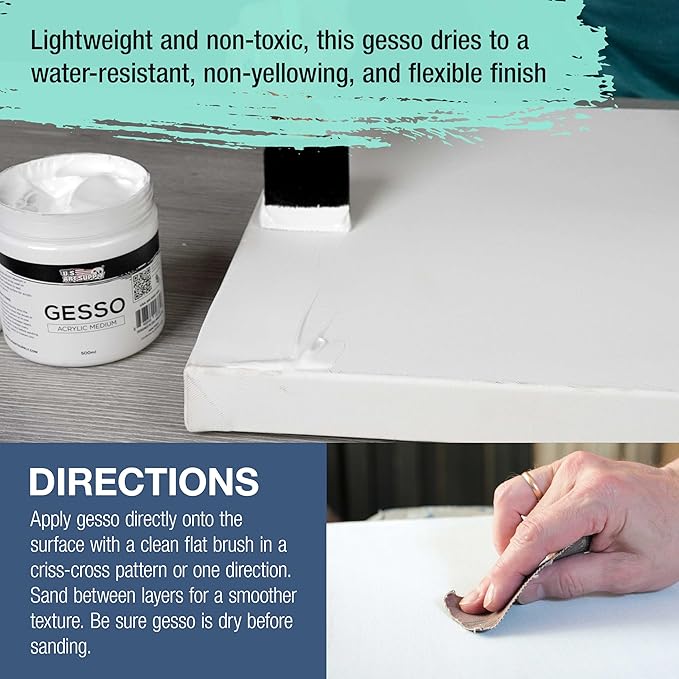U.S. Art Supply White Gesso Primer - Image 5