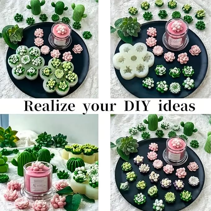 7 Pcs Succulent Fondant Molds 3D Silicone Cactus Succulents Leaves Moulds - Image 8