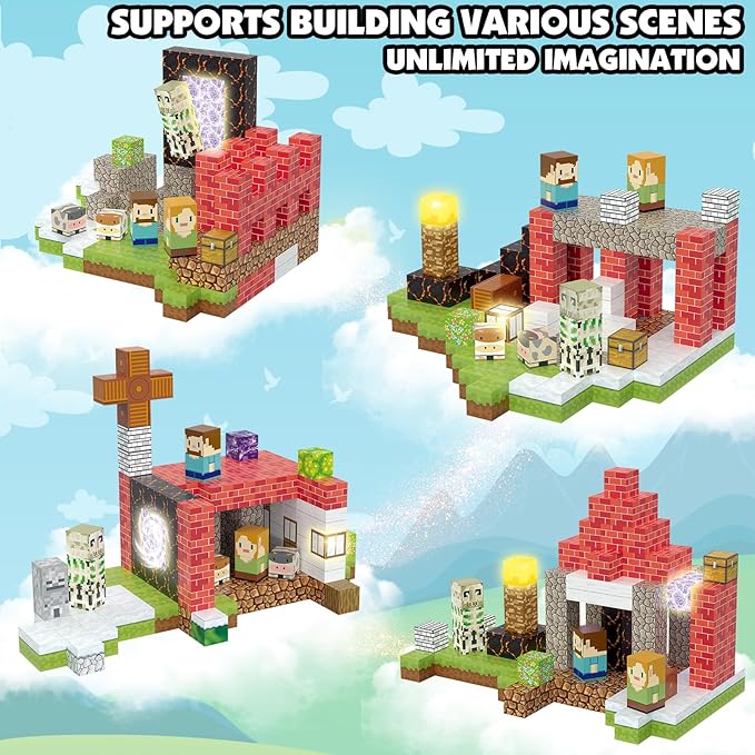 200PCS Magnetic Blocks Building Toys Set, Light Up Magnet Cubes, 3D Magnetic - Image 6