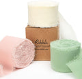 Ribbli Chiffon Ribbon 1.5 inch x 30 Yard Handmade Silk Ribbon, Ivory/Blush by Ribbli