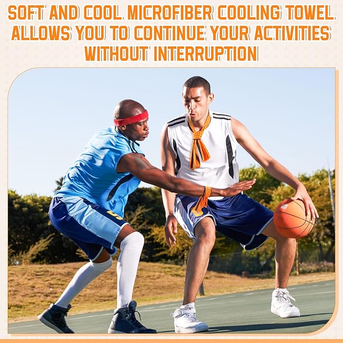FuWeave 6 Pcs Sports Cooling Towels Baseball Basketball Softball Breathable Soccer Football Volleyball Microfiber Ice Towel Fast Drying for Party Favors Team Gift (Basketball,40 x 12 Inch)