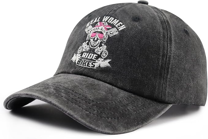 Real Women Ride Bikes Hats for Women, Funny Vintage Cotton Embroidered Baseball Cap