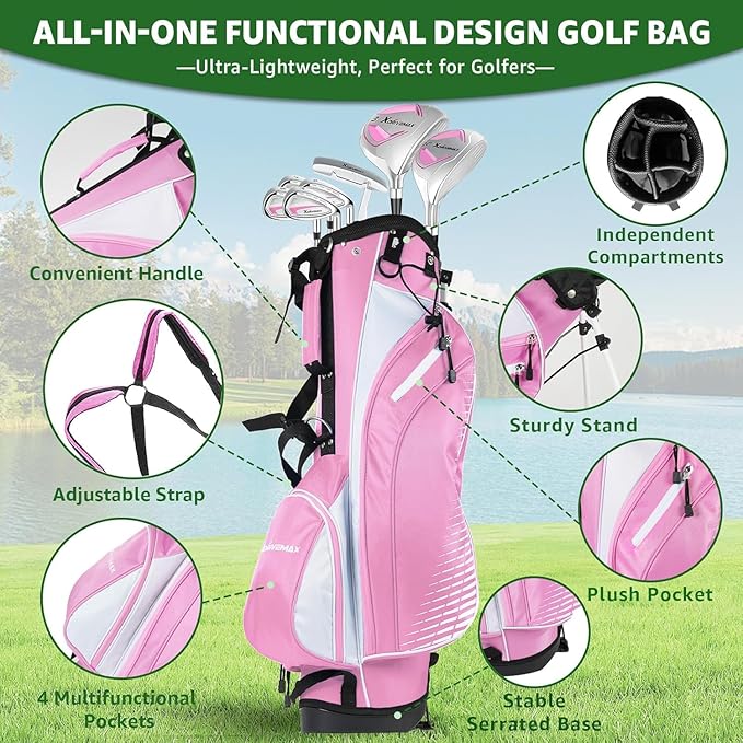 XDriveMax 8-Piece Right Hand Complete Golf Club Set for Men & Women: Wood, Hybrid, Irons, Putter & Bag - Beginner Friendly, High Distance & Accuracy