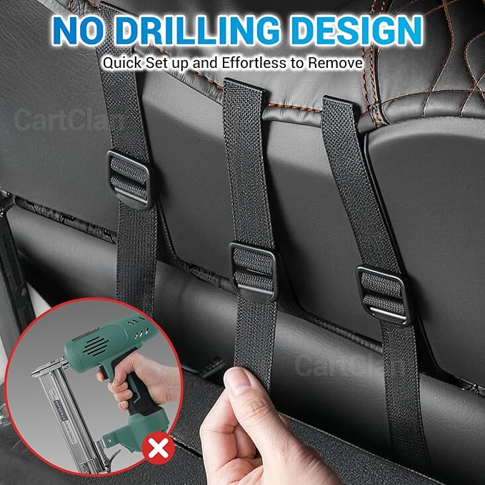 Golf Cart Seat Covers Suitable for 2000.5-UP Club Car DS Standard Front Seat Cushion, Golf Cart Front Seat Covers Kit No Drilling & Waterproof (Black PVC Leather & Brown Stitching)