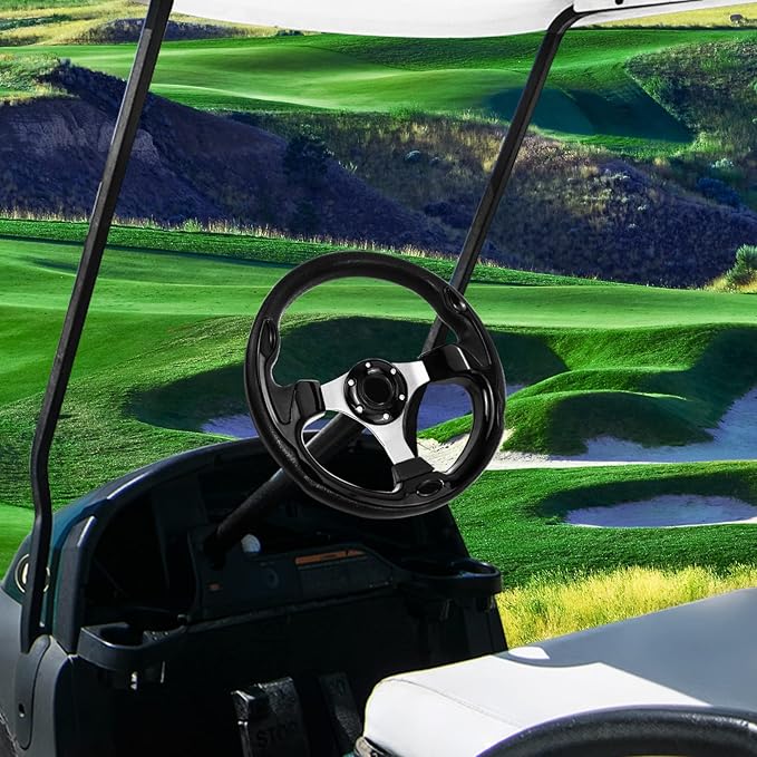 Golf Cart Steering Wheel, Skid Steering Wheel, Universal Golf Cart for Club Car EZGO RXV and TXT, Yamaha, Precedent Tempo, DS