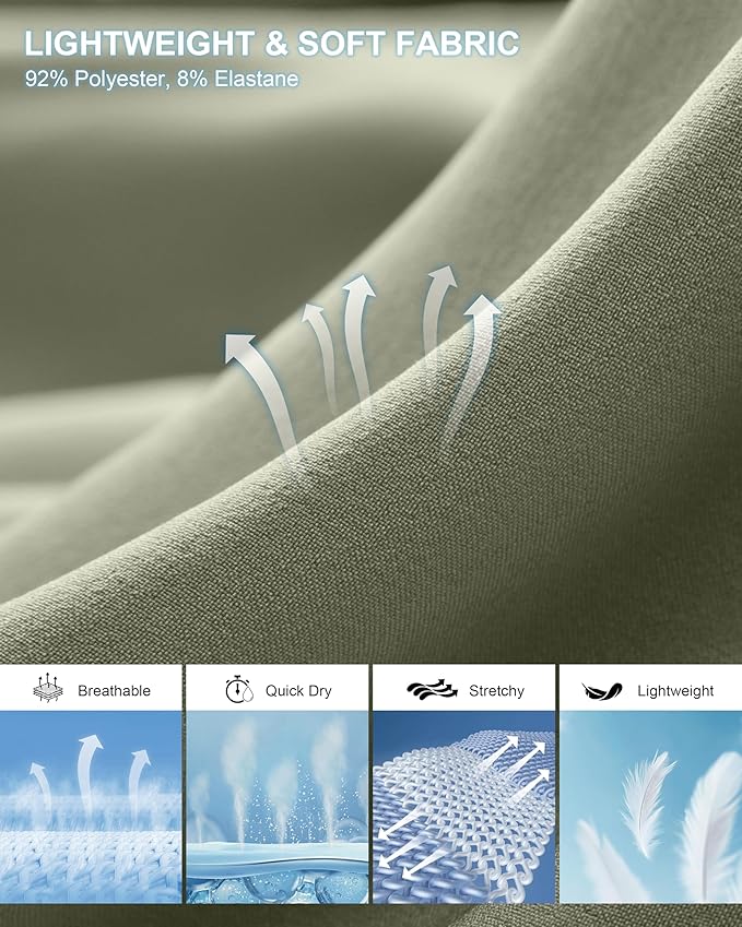 Pudolla Men's Casual Shorts 7"/9"/5" Lightweight Golf Shorts with 3 Pockets Stretch Quick Dry Comfy Work Shorts