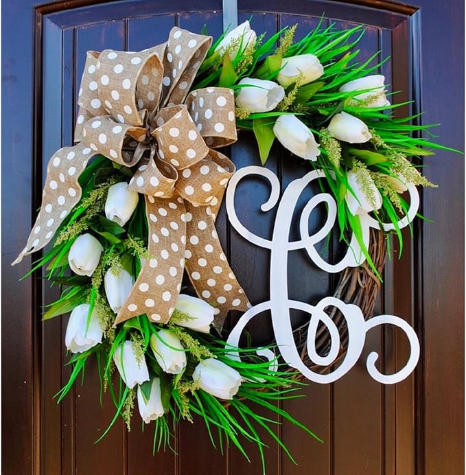 Burlap Ribbon Wired, Farmhouse Rustic White Dots Ribbon - Image 4