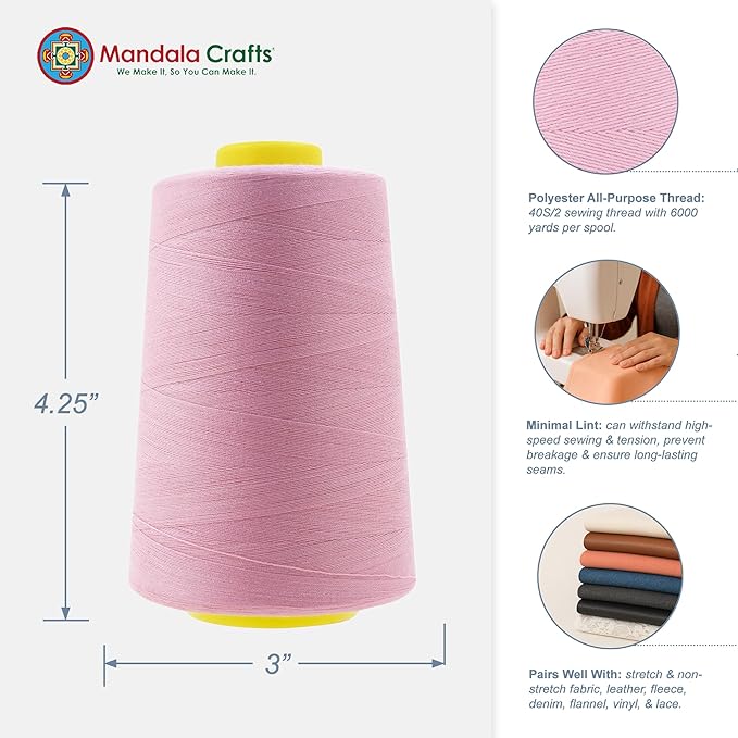Mandala Crafts 4 Pack of Serger Threads Cones Spools - Image 3