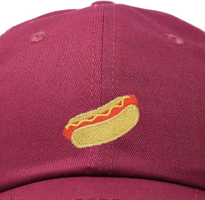 DALIX Hot Dog Hat Embroidered Mens Womens Baseball Cap