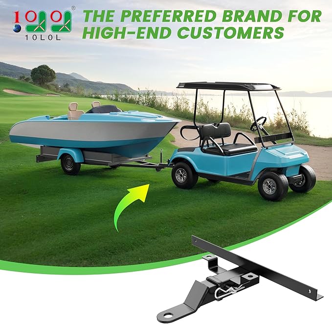 Trailer Hitch Fit for Club Car DS 1982-up Models Fits on Backseat Footrest Compatible with Cargo Boxes, black