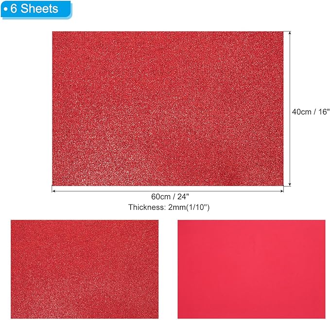 PATIKIL 2mm Thick Non Adhesive Glitter Foam Sheet 16x24inch Dark Red, EVA Shiny - Image 2