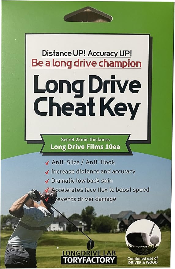 Long Drive Cheat Key] Anti Slice & Hook Golf Film Protector - Non Slicing Increase Distance Reduce Spin Straight Shot Club Protect Golf Accessories