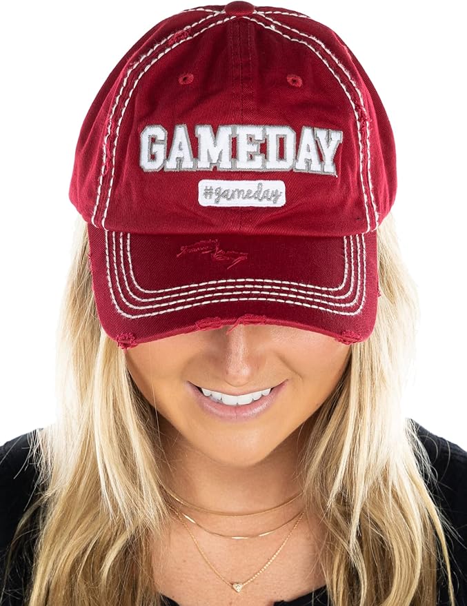 Funky Junque Distressed Vintage Baseball Cap - Embroidered Patch Women's Hat - Holiday, Lifestyle & Patriotic Designs