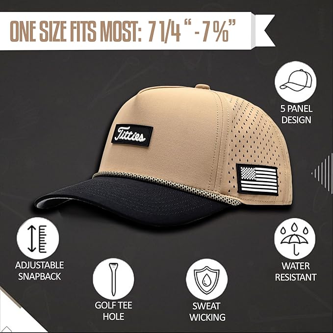 Curves & Clubs Titties Golf Hat - Funny Golf Hat, Titties Hat - Funny American Hat - One-Size-Fits-All - Men's Gifts