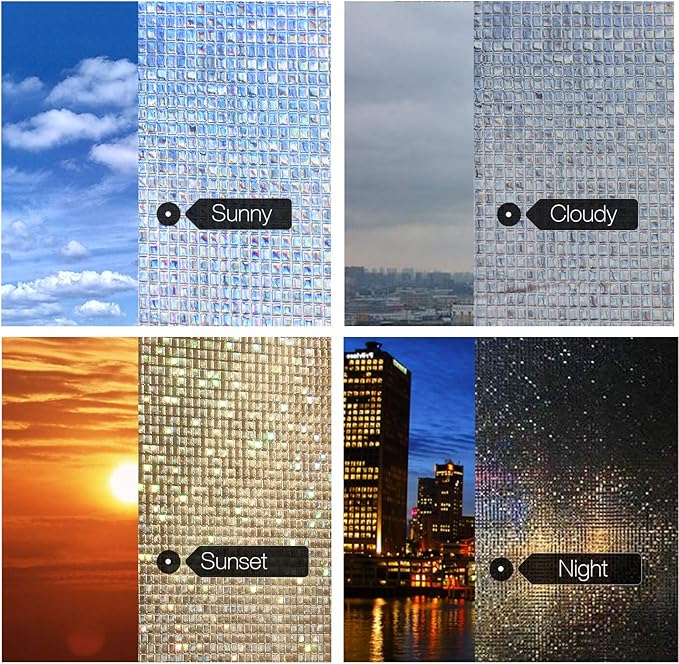 HIDBEA 3D Decorative Window Privacy Film Non-Adhesive Heat Control UV Blocking - Image 2