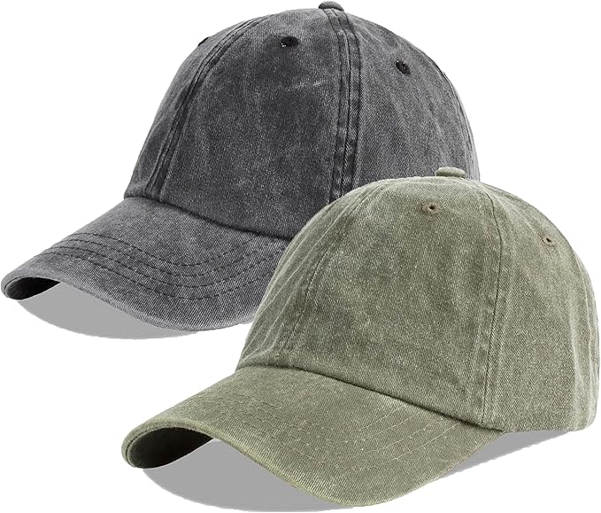 LANGZHEN Unisex Baseball Cap 100% Cotton Fits Men Women Washed Denim Adjustable Dad Hat