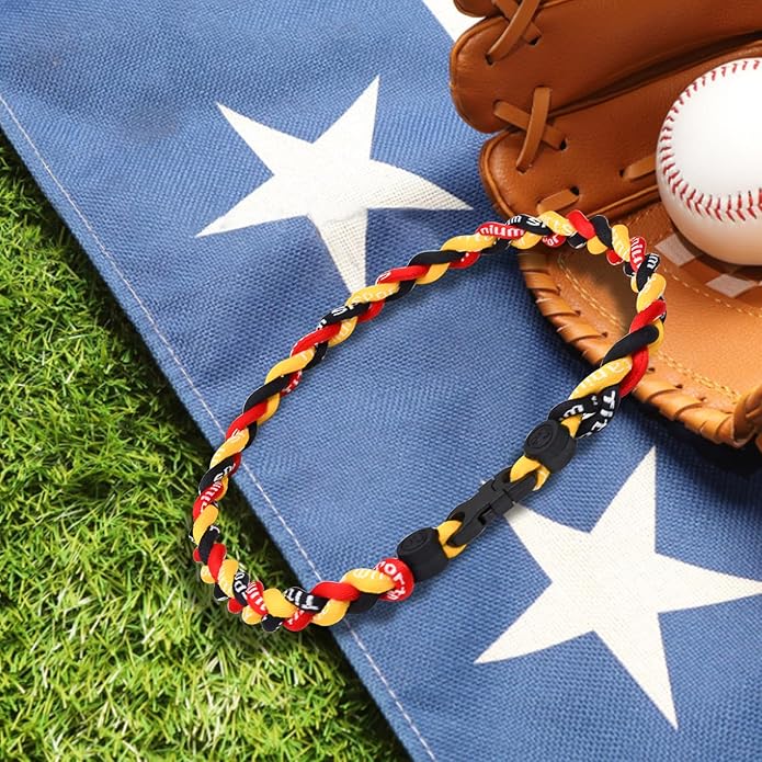18inch Baseball Necklace,Fashion Tri-Braided Rope Tornado Necklace for Sports Fan