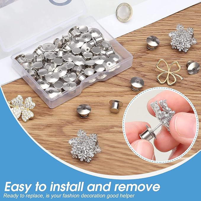 20PCS Locking Pin Back Locking Pin Keeper Clasp, Metal Pin Backing - Image 7