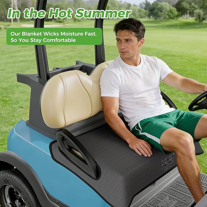 10L0L Universal Golf Cart Seat Covers/Seat Blanket for EZGO TXT/RXV & Club Car DS/Precedent, Breathable Seat Towel/Seat Cushions with Non-Slip Backing, All-Season Comfort (Not for Yamaha)