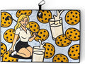 Logie Joe's Novelty Golf Towel | Premium Double-Sided Microfiber | Magnetic Towel w/Carabiner | 24 x 16 in (Adult Humor Designs) (Milk & Cookies)
