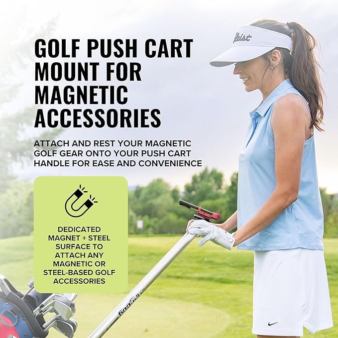 Stripebird - 2.0 Golf Push Cart Mount for Magnetic Accessories (Black) - Push Cart Strap for Quick and Easy Access of Golf Gear - Cell Phone Holder for Golf Cart - Phone Holder for Golf Cart