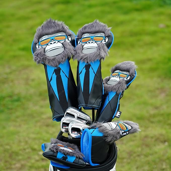 Craftsman Golf Gorilla with Suits Want to Take a Vacation 460CC Driver Headcover Fairway Wood Hybrid Blade Mallet Putter Cover Gift for Men