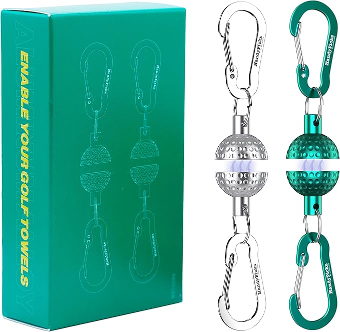 Handy Picks Magnetic Golf Towel Clip – Patented Mini Golf Ball Design – Convert Any Golf Towel with Eyelet into Magnetic Towel – Strong Magnet Holder for Cart, Bag & Clubs