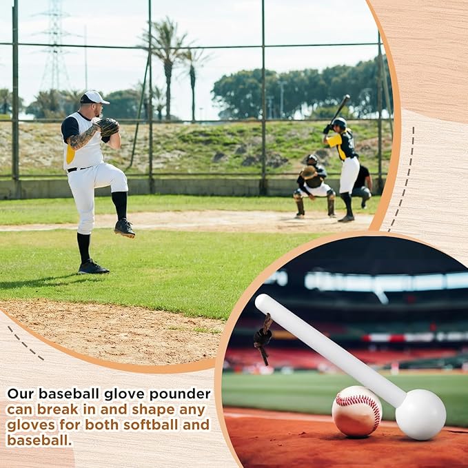 Hollowfly Baseball & Softball Glove Mallet-12 Inch Wooden Hammer with Leather Rope, Durable Glove Pocket Break-in Tool