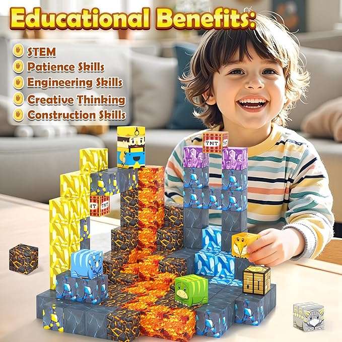 100PCS Magnetic Blocks-Build Mine Magnet World Jurassic Sword Dinosaur Toys - Image 8
