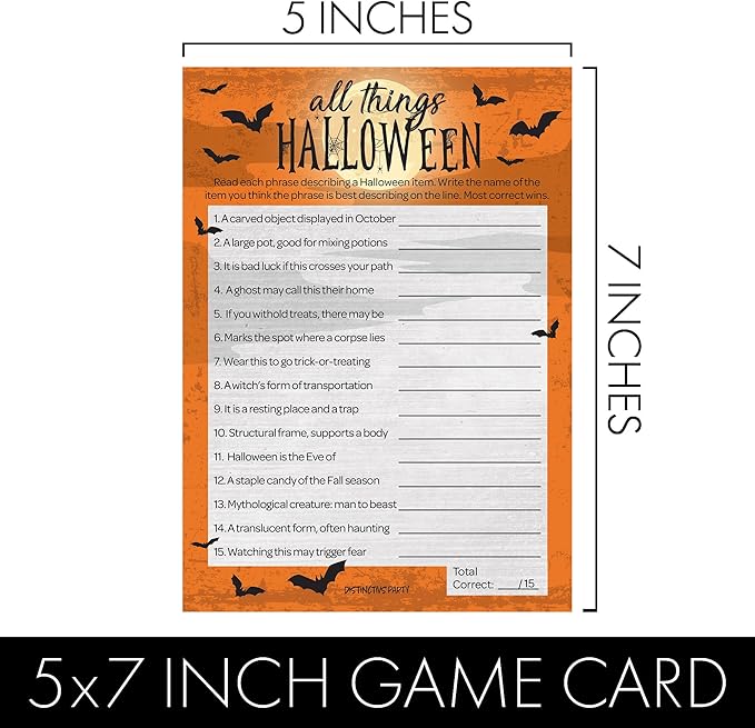 DISTINCTIVS Halloween Party Games, Halloween Trivia and Phobia Match 2 Game - Image 5