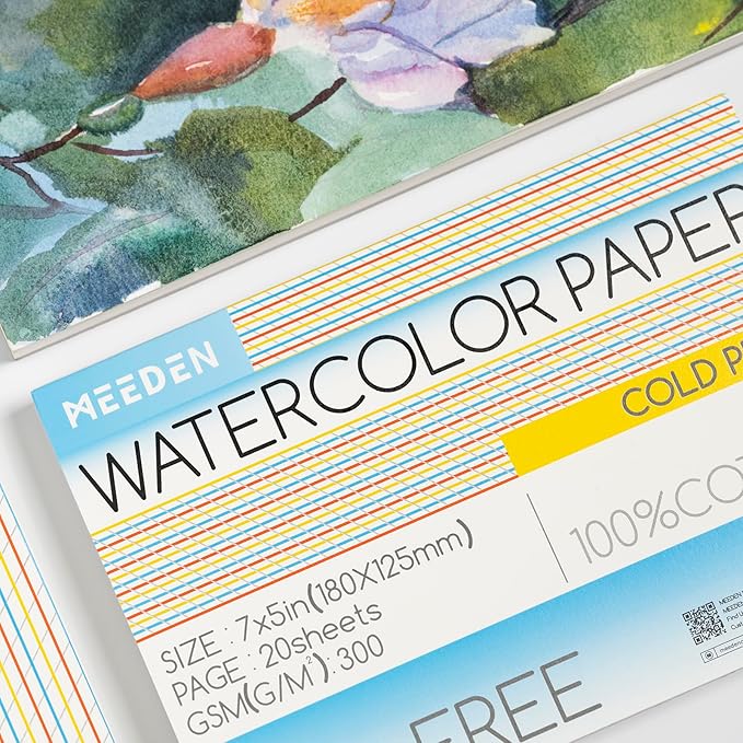 MEEDEN Watercolor Paper Block, 100% Cotton Watercolor Paper Pad of 20 Sheets - Image 6