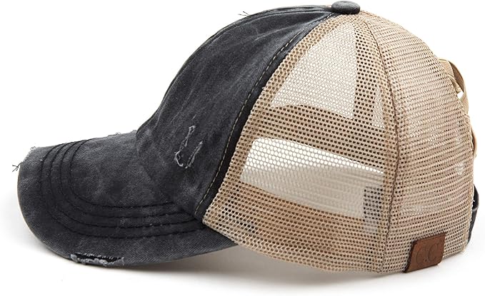 C.C Ponycap Messy High Bun Ponytail Adjustable Glitter Mesh Trucker Baseball Cap